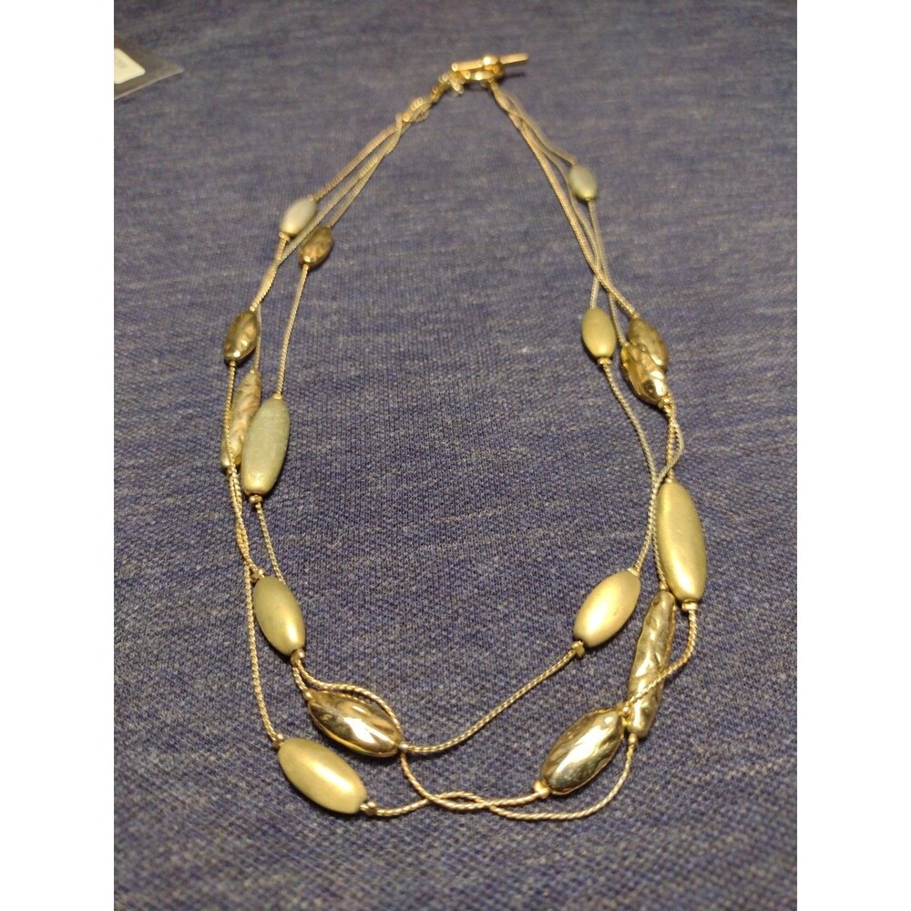 Necklace 3 Layer Gold Tone With Charms Tones. Decorative